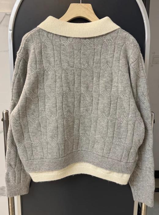 F020124春秋季学院风撞色Polo领半拉链针织衫 商品图1