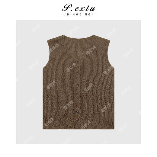 04-1潘依绣丁丁宠粉带子纱极简V领毛织马甲Q12252 商品图0