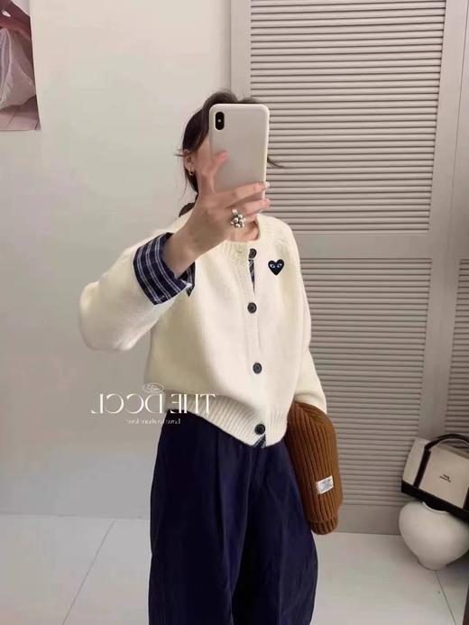 F020123日系松弛感百搭单品撞色格纹袖口针织开衫 商品图7