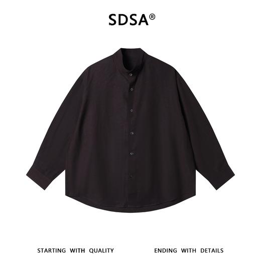 SDSA男装2026新款高贵轻奢新中式复古纯色纽扣立领衬衫百搭简约 商品图0