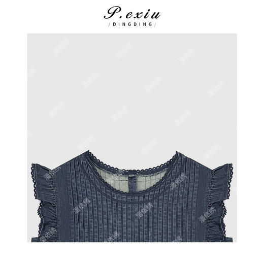 04-3潘依绣丁丁宠粉法式俏皮重工压皱无袖牛仔马甲Q20048 商品图2