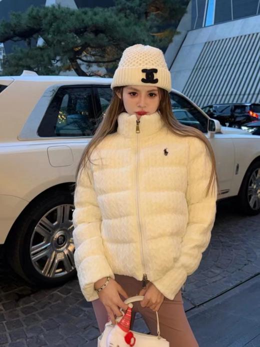 F020102复古时髦精典logo刺绣羊毛针织面包羽绒服女款 商品图12