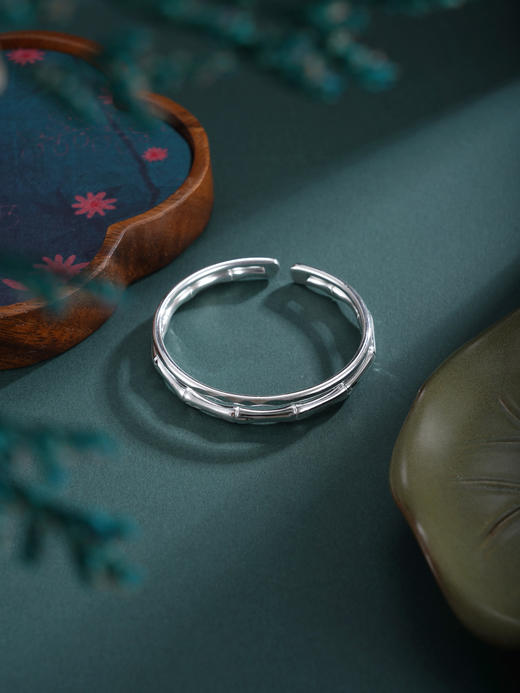 子佩集【竹福清欢】银S999手镯【YHSZ0143】双圈竹节拉彩2601 商品图5