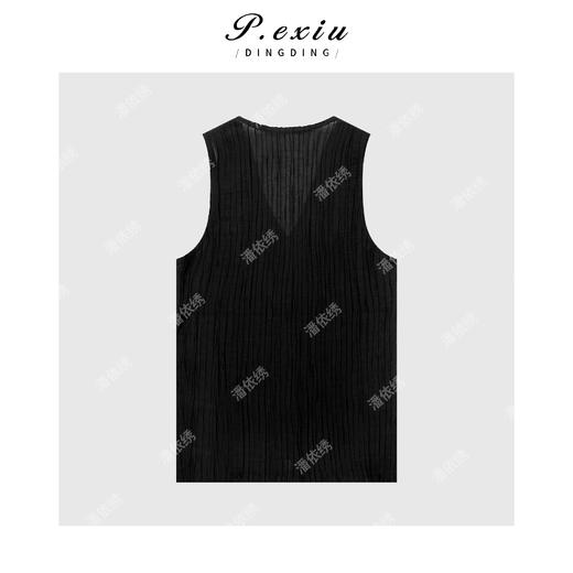 04-1潘依绣丁丁宠粉气质压褶复古高级感V领无袖马甲Q17039 商品图1