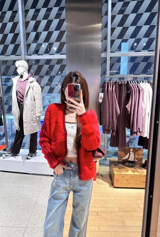 F020135新款仿貂毛时尚慵懒风V领针织毛衣开衫 商品图9