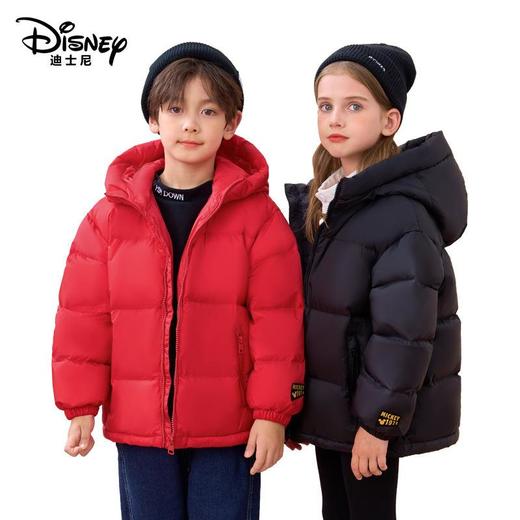 迪士尼儿童羽绒服新款黑色金标中大童装白鸭绒男女童加厚连帽外套 商品图4