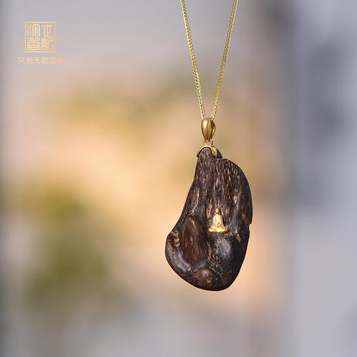 随安|天然加里曼丹沉香包金吊坠 沉水级 SP11846 商品图0