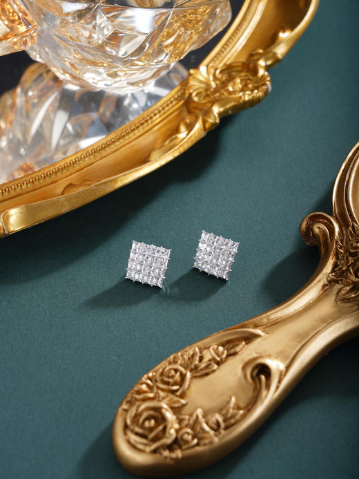 子佩集【玲珑芳华】银S925耳环【FYE-1566101】时尚方块菱形2601 商品图5