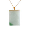 【天然正品】A货翡翠AU750黄金镶天然细腻冰种飘绿平安无事牌翡翠吊坠项链48.7*27.6*4.1MM（皆取最大值）140126NJS09 商品缩略图0