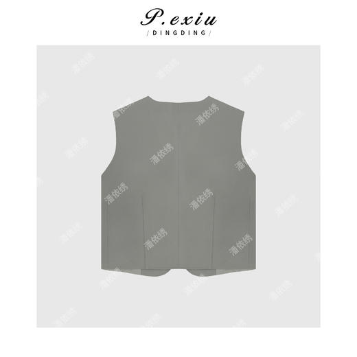 04-2潘依绣丁丁宠粉圆领复古基础单排多扣宽松叠穿韩版马甲Q8753 商品图1