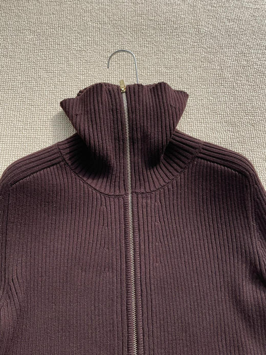 22-3 独家圆正 小禾 半精纺羊毛 栗子红 拉链针织开衫 我穿XL 商品图13