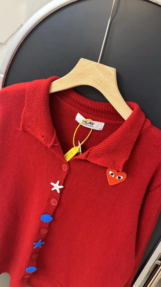 F020133春节穿搭门襟彩色装饰扣半高领设计针织开衫女款 商品图13