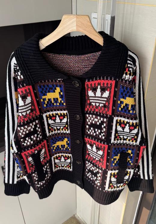 F020140新款时尚夹克翻领提花针织开衫女款 商品图13