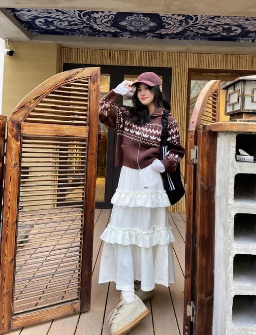 F020138新款宽松提花双开拉链运动针织开衫外套女 商品图3