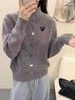 F020133春节穿搭门襟彩色装饰扣半高领设计针织开衫女款 商品缩略图4
