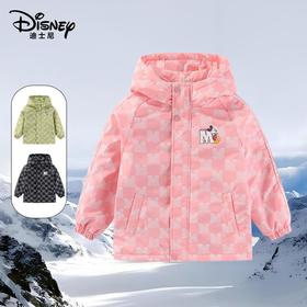 迪士尼儿童户外冲锋衣中大童亲子款加厚连帽夹棉外套三合一外套