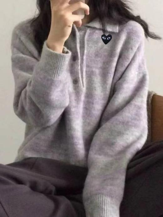 F020122秋冬日常穿搭温柔松弛polo领针织毛衣 商品图3