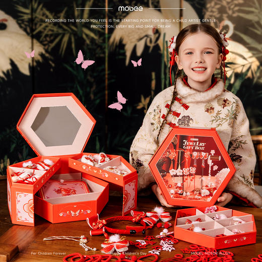 mobee暖意花锦发饰礼盒儿童首饰发卡套生日礼物 商品图3