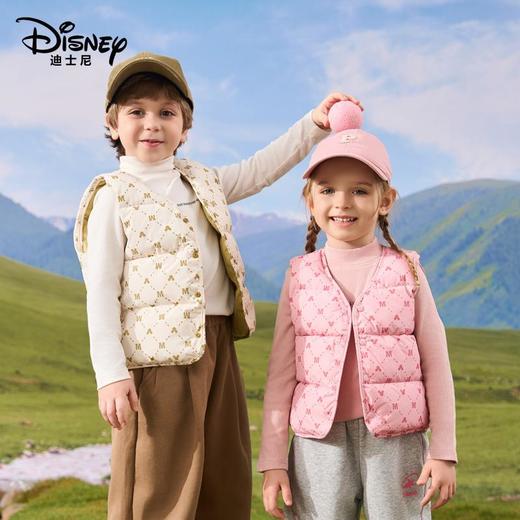 迪士尼儿童马甲男童女童棉背心2024秋冬薄款内搭宝宝外穿保暖坎肩 商品图3