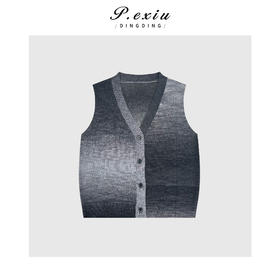 04-1潘依绣丁丁宠粉松弛慵懒风渐变设V领无袖马甲Q15973