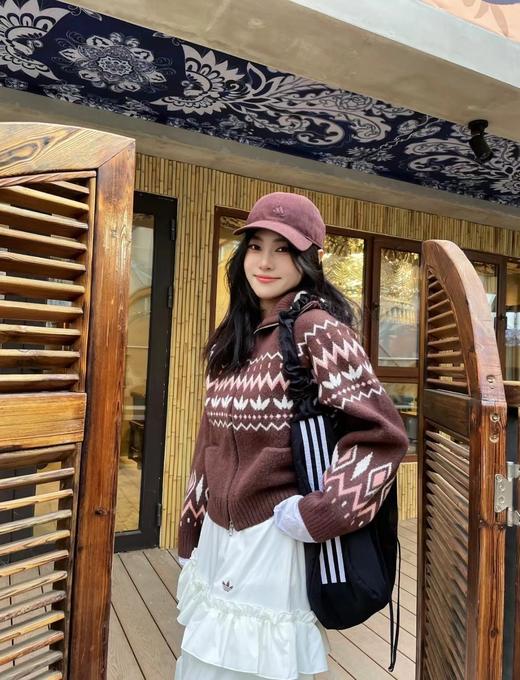 F020138新款宽松提花双开拉链运动针织开衫外套女 商品图6