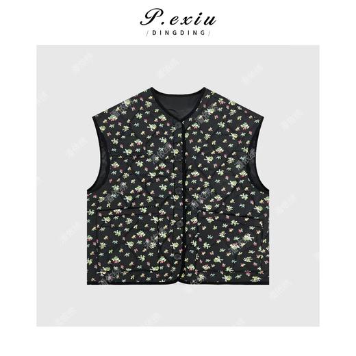 A008潘依绣丁丁宠粉韩系复古保暖印花马甲Q5694 商品图2