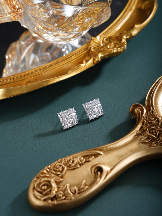 子佩集【玲珑芳华】银S925耳环【FYE-1566101】时尚方块菱形2601 商品图2