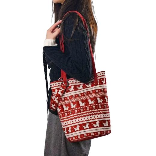 2026新款马上快乐大容量水桶包国风女高级感女包ins风斜挎包 商品图4