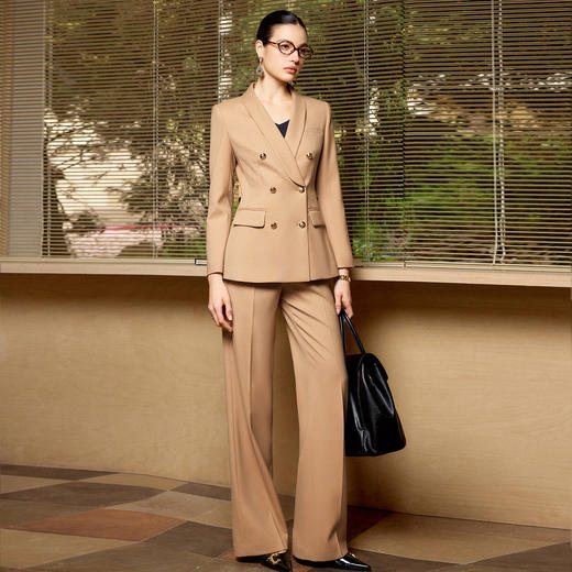 IWY/卡其色双排扣西装套装女职业装通勤高级感商务风两件套正装CP2720 商品图2