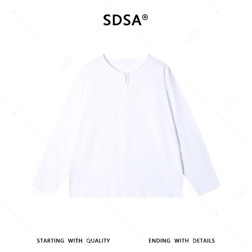 SDSA男装2026新款高贵轻奢韩版休闲纯色圆领长袖T恤百搭简约上衣 商品图0