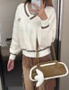 F020136新款三叶草千鸟格毛绒V领套头短款针织毛衣 商品缩略图0