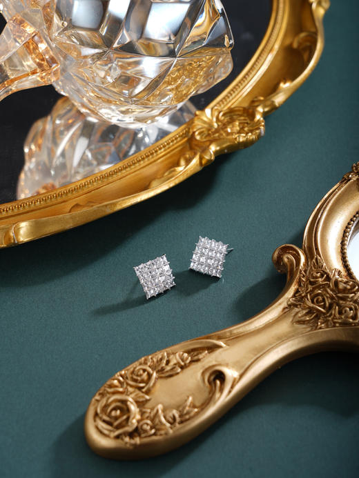 子佩集【玲珑芳华】银S925耳环【FYE-1566101】时尚方块菱形2601 商品图3