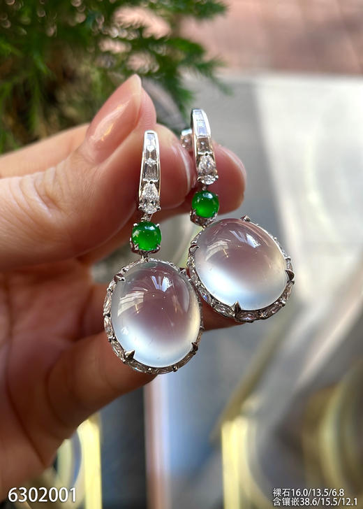 玻璃种蛋面耳坠【6302001】具体价格微信咨询 商品图2