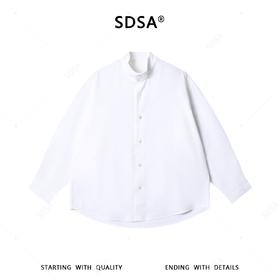 SDSA男装2026新款高贵轻奢新中式复古纯色纽扣立领衬衫百搭简约