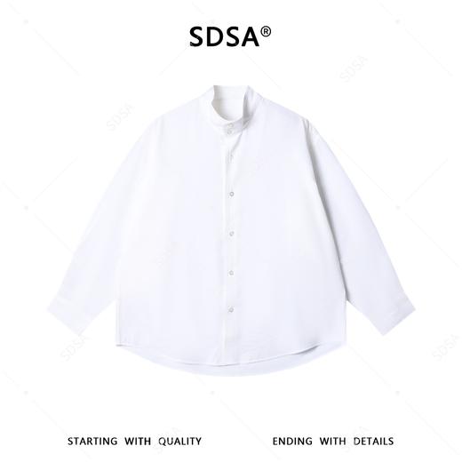 SDSA男装2026新款高贵轻奢新中式复古纯色纽扣立领衬衫百搭简约 商品图0
