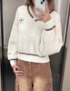 F020136新款三叶草千鸟格毛绒V领套头短款针织毛衣 商品缩略图8