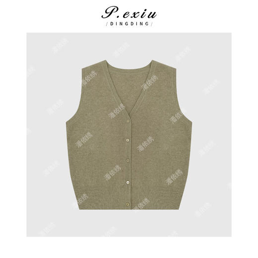 04-1潘依绣丁丁宠粉日系气质款小V领排扣背心马甲 Q34045 商品图0
