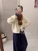 F020123日系松弛感百搭单品撞色格纹袖口针织开衫 商品缩略图2