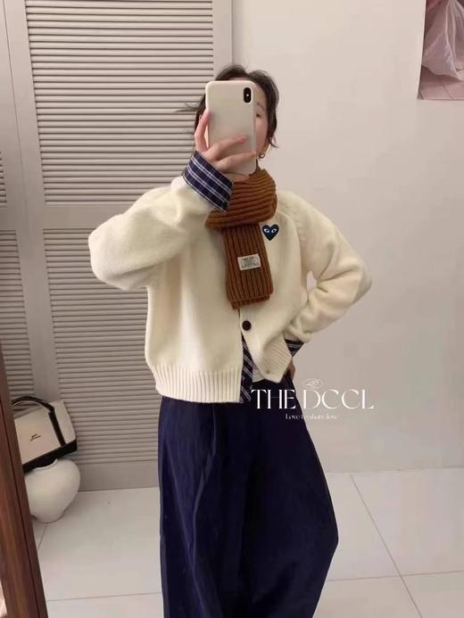 F020123日系松弛感百搭单品撞色格纹袖口针织开衫 商品图2