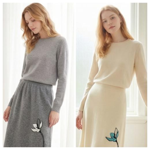 KINGDEER/KD百搭中长款A字裙常规秋冬半身裙厚款休闲L805630温婉奶油款鹿王 商品图2