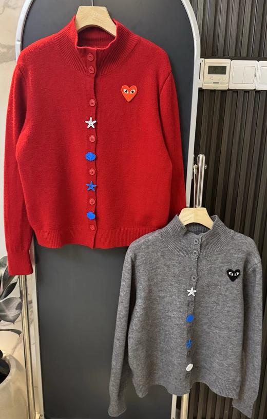 F020133春节穿搭门襟彩色装饰扣半高领设计针织开衫女款 商品图0