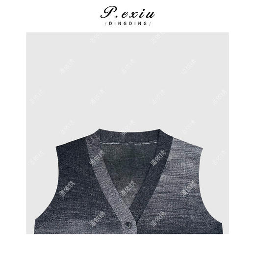 04-1潘依绣丁丁宠粉松弛慵懒风渐变设V领无袖马甲Q15973 商品图2