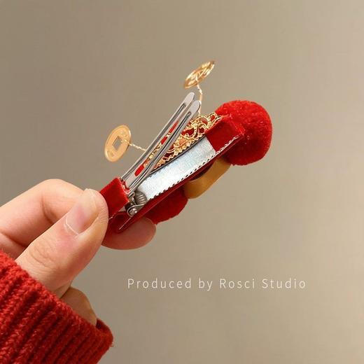 （2只装）招财元宝~新年可爱红色发夹女百搭创意秋冬新年刘海夹头饰 商品图5