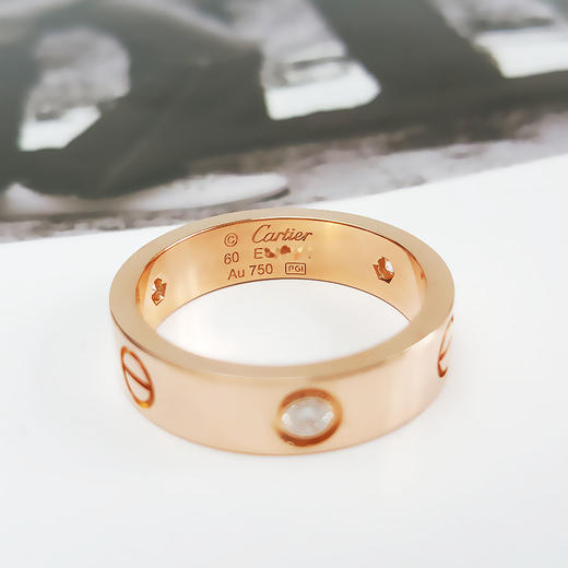 【95新】Cartier卡地亚LOVE系列B4087560玫瑰金宽版三钻LOVE戒指60号中性款260126AK17 商品图5