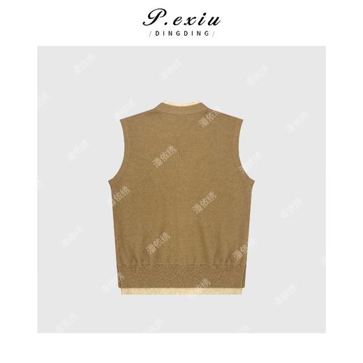 A008潘依绣丁丁宠粉设计感撞色带披肩排扣马甲 Q34041 商品图1