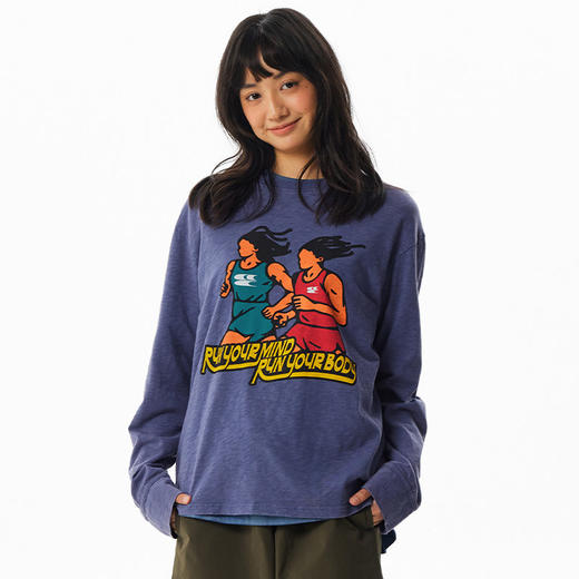 CryingCenter 美式复古跑者印花做旧长袖Tee 哭喊中心 商品图1