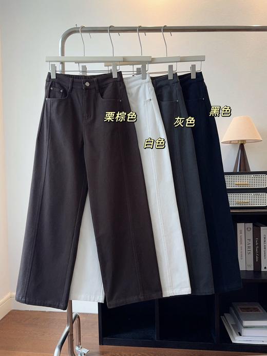 8368 女款 宽松微喇植绒棉弹软牛仔长裤 NZK257 商品图0