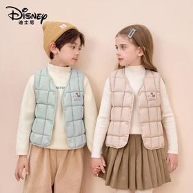 迪士尼儿童马甲男童女童棉背心秋冬薄款内搭宝宝外穿保暖坎肩