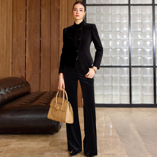 IWY/黑色西装套装女秋冬高级感阔腿裤两件套商务风职业装工作服CP2580 商品图0