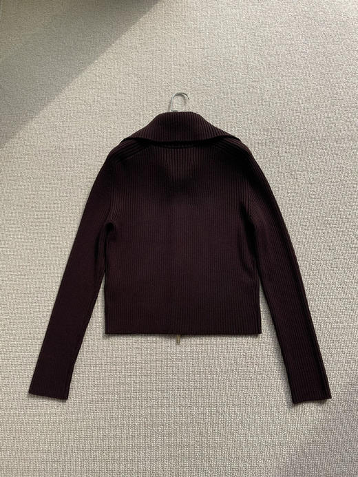 22-3 独家圆正 小禾 半精纺羊毛 栗子红 拉链针织开衫 我穿XL 商品图12